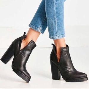 Jeffrey Campbell black leather platform booties